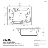 Amethyst 6 ft. Acrylic Center Drain Rectangular Drop-in Non-Whirlpool Bathtub in White - Super Arbor