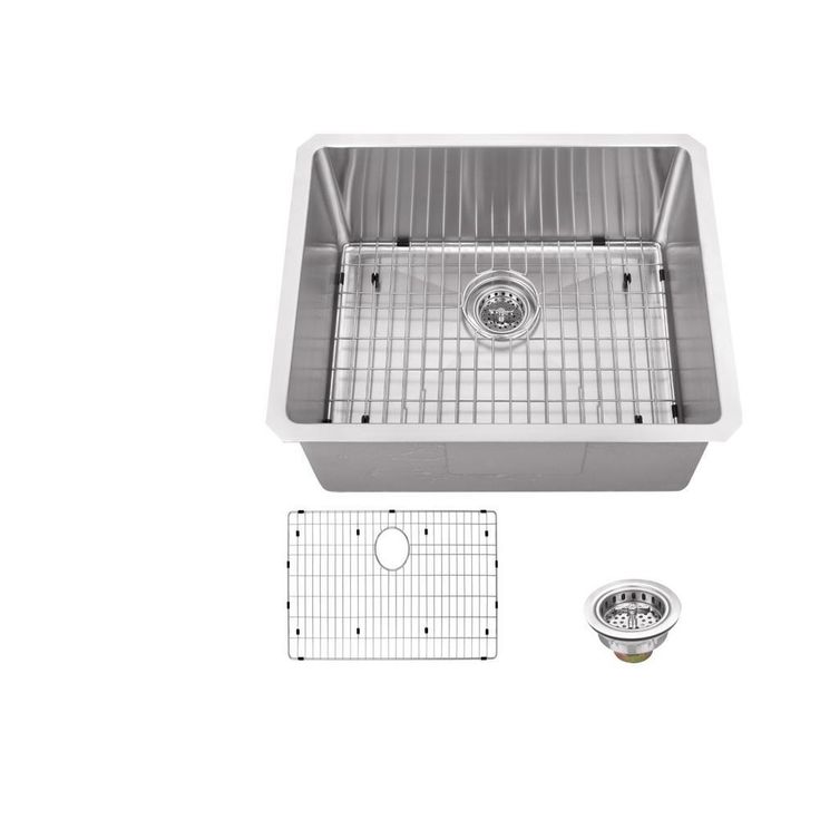 Undermount 16-Gauge Stainless Steel 23 in. 0-Hole Single Bowl Bar Sink with Grid and Drain Assembly