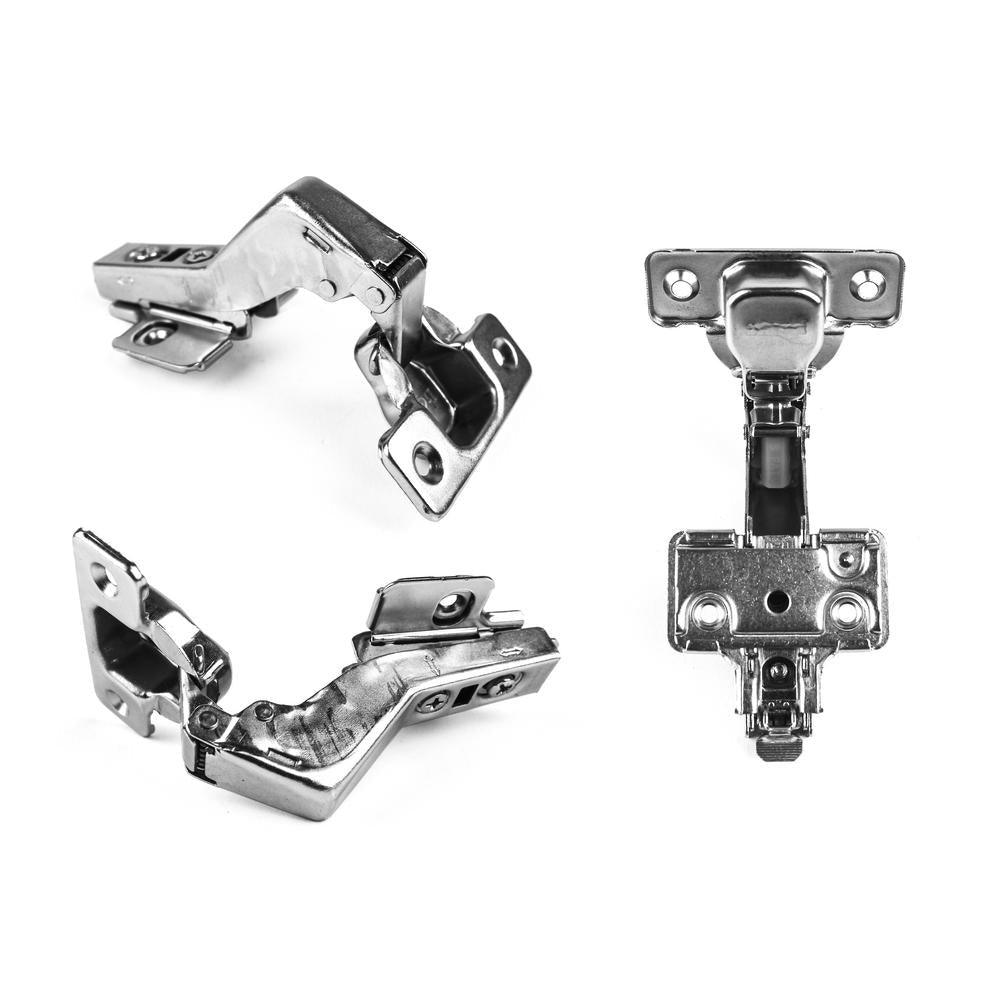 45-Degree 35 mm Full Overlay Soft Close Frameless Cabinet Hinges with Installation Screws (1-Pair) - Super Arbor