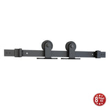 Black Solid Steel Sliding Rolling Barn Door Hardware 8 ft. Kit for Single Wood Doors - Super Arbor