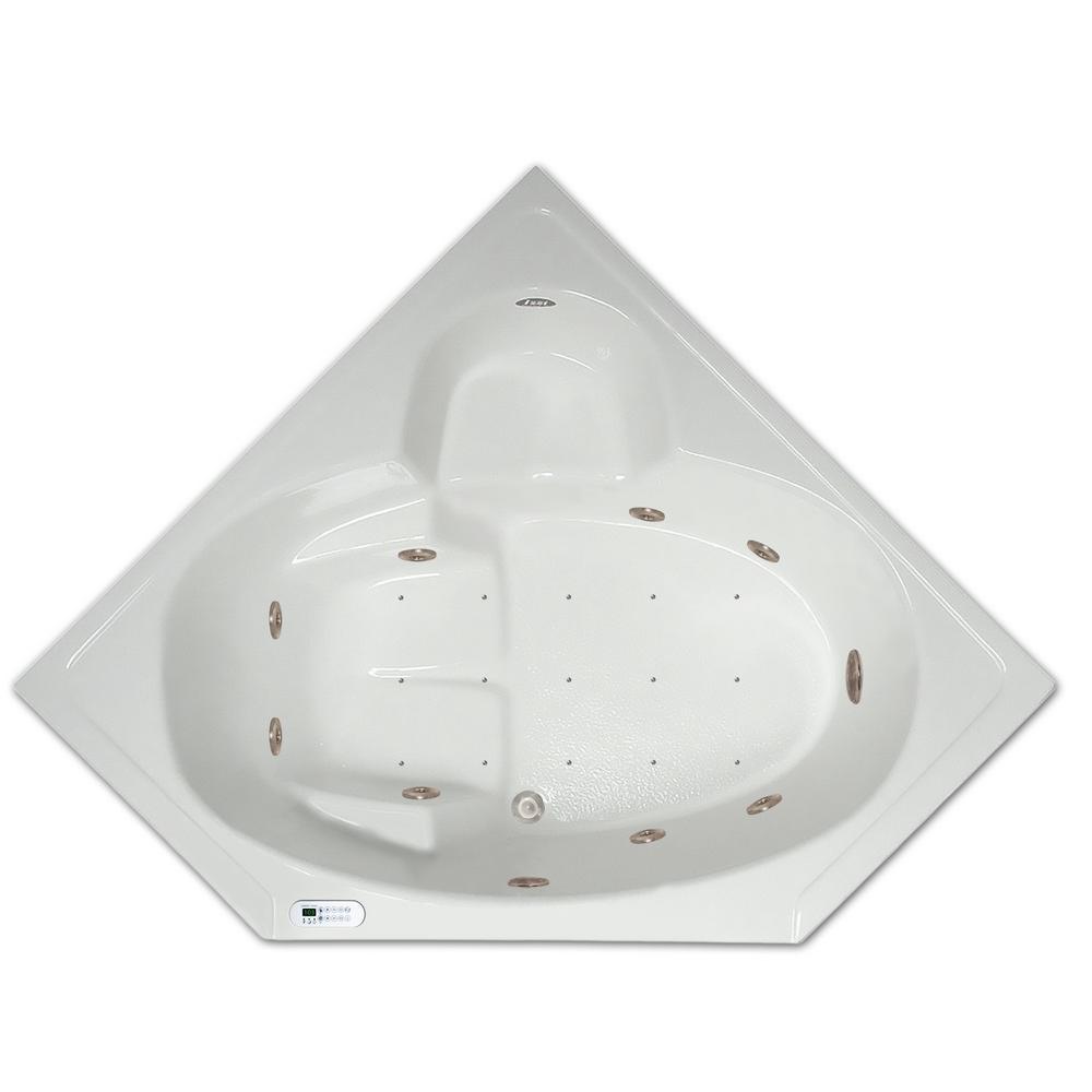 4.48 ft. Corner Drop-In Whirlpool and Air Bath Tub in White with Tranquility Package - Super Arbor