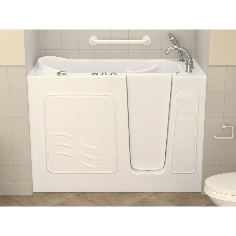 HD Series 53 in. Right Drain Quick Fill Walk-In Whirlpool Bath Tub with Powered Fast Drain in White - Super Arbor