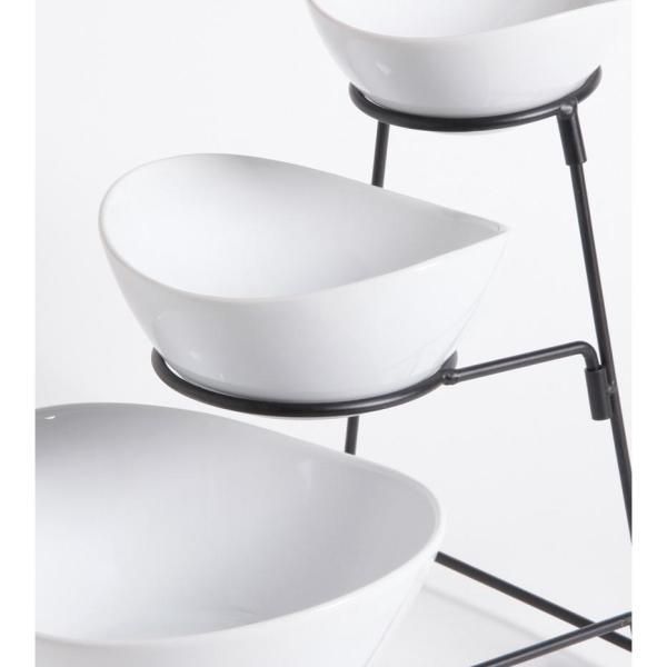 Gracious Dining 4-Piece, 3-Tier White Serving Bowl Set with Stand