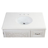 Chennai 37 in. W Single Vanity in White Wash with Engineered Stone Vanity Top in Crystal White with White Sink - Super Arbor