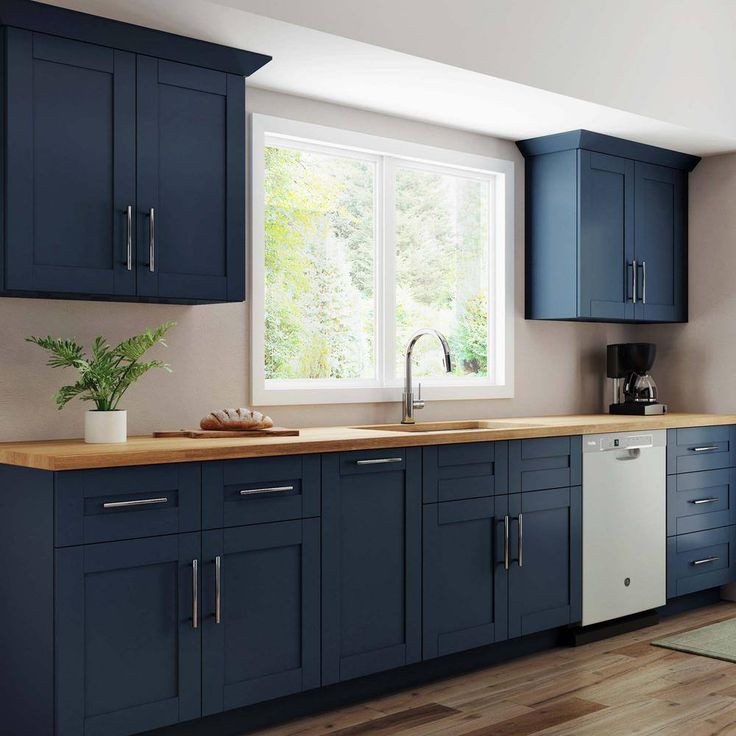 Home Decorators Collection Washington Vessel Blue Plywood Shaker Assembled Vanity Sink Base Kitchen Cabinet Sft Cls R21 in W x 21 in D x 34.5 in H