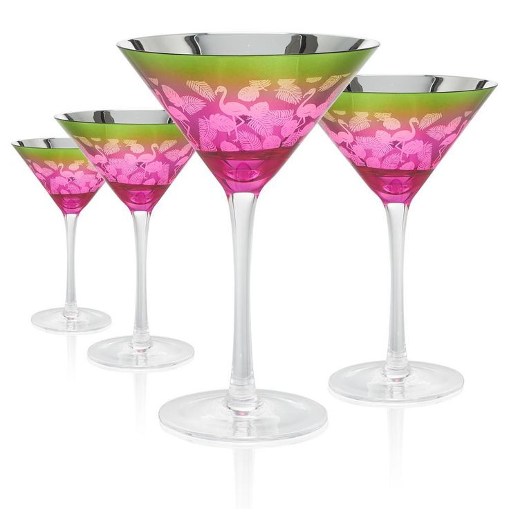 Flamingo 9 oz. Tropics Martini Glass Set (4-Piece)
