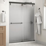Lyndall 60 x 71-1/2 in. Frameless Mod Soft-Close Sliding Shower Door in Nickel with 1/4 in. (6mm) Transition Glass - Super Arbor