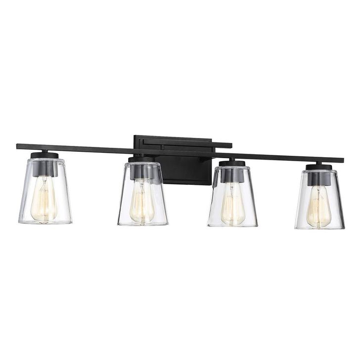 32 in. 4-Light Black Vanity Light with Clear Glass