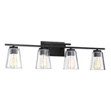 32 in. 4-Light Black Vanity Light with Clear Glass