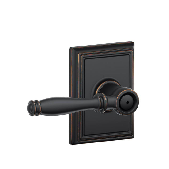 Birmingham Aged Bronze Privacy Bed/Bath Door Lever with Addison Trim - Super Arbor