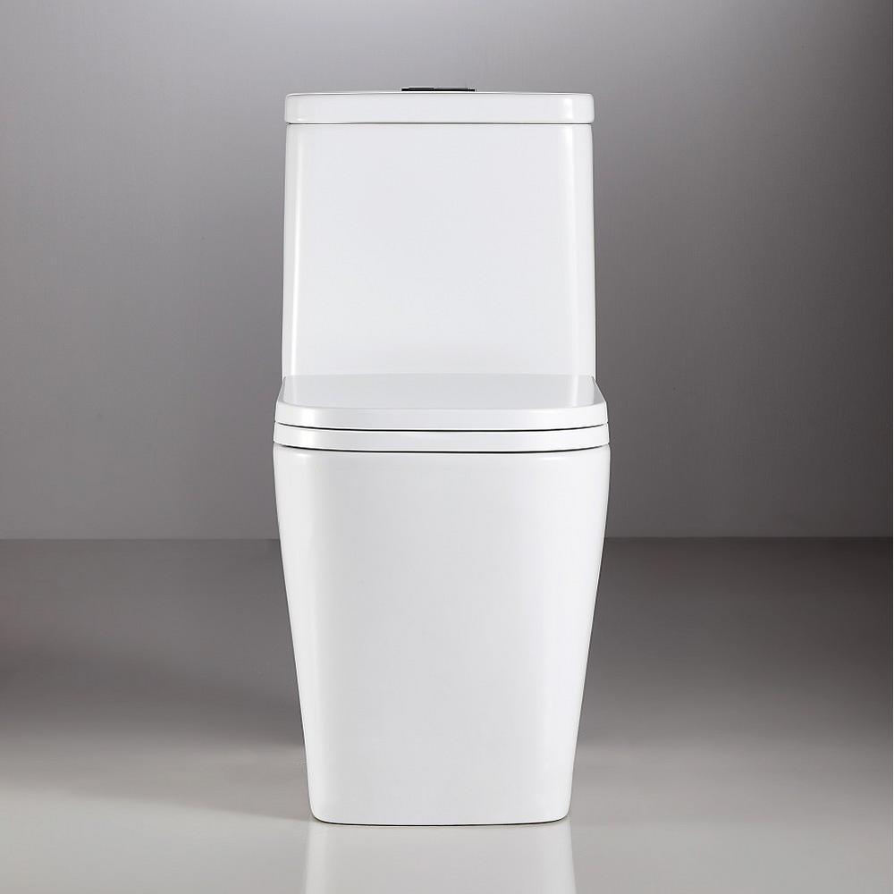 1-Piece 1.28 GPF Dual Flush Ceramic Square Elongated Toilet in White, Seat Included - Super Arbor