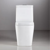 1-Piece 1.28 GPF Dual Flush Ceramic Square Elongated Toilet in White, Seat Included - Super Arbor