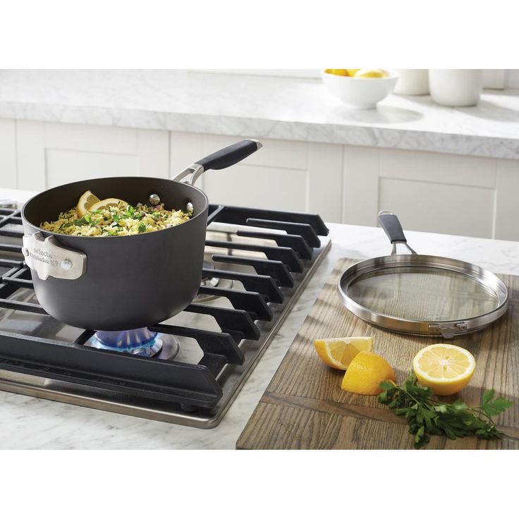 Select Space Saving 3.5 qt. Hard-Anodized Aluminum Nonstick Sauce Pan in Black with Glass Lid