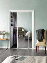 RELIABILT BY0120 48-in x 80-in White Mirrored Glass Prefinished Steel Sliding Door Hardware Included