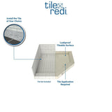 Redi Neo 46 in. x 46 in. Neo-Angle Corner Shower Base with Back Drain and Tileable Grate - Super Arbor