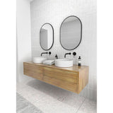 28 in. x 20 in. Pill Shape Black Stainless Steel Framed Mirror