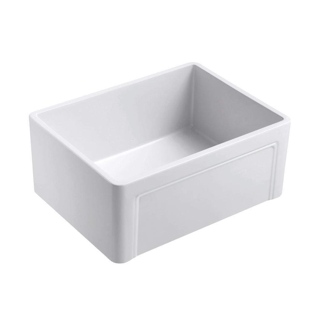 Olde London Farmhouse Fireclay 27 in. Single Bowl Kitchen Sink with Grid with Grid and Strainer - Super Arbor