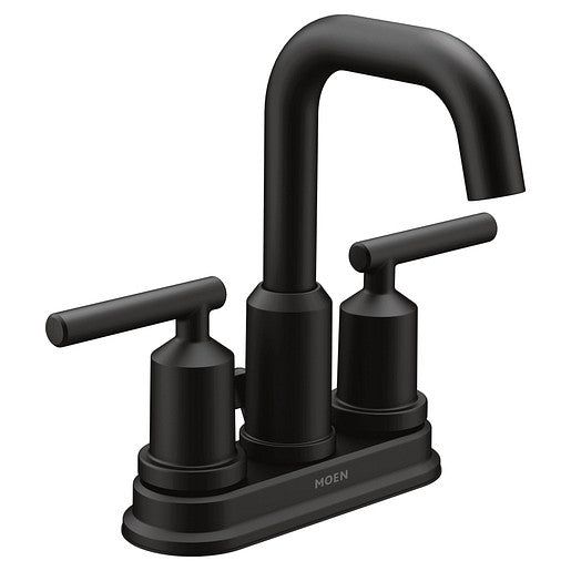 Moen Gibson Matte Black 2-handle 4-in Centerset WaterSense Bathroom Sink Faucet with Drain