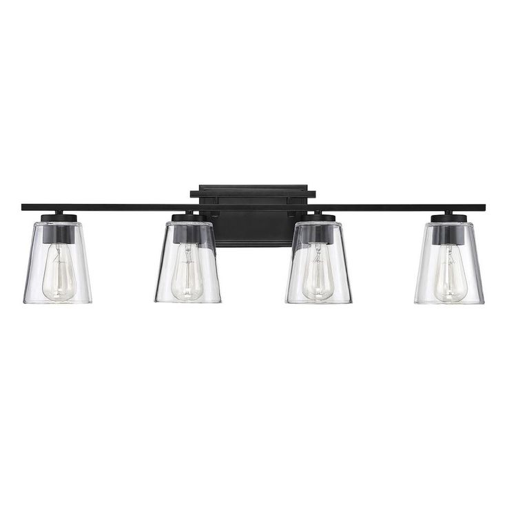 32 in. 4-Light Black Vanity Light with Clear Glass