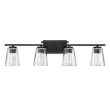 32 in. 4-Light Black Vanity Light with Clear Glass