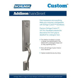 Custom Addison Aged Bronze 3/4 Trim Single Cylinder Door Handleset with Alexandria Glass Door Knob - Super Arbor
