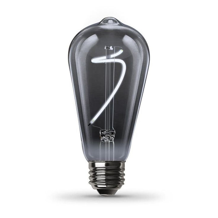 Feit Electric 25-Watt Equivalent ST19 Dimmable LED Smoke Glass Vintage Edison Light Bulb With Curve Filament Daylight