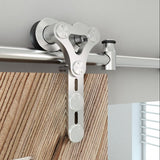 96 in. Stainless Steel Dual Wheel Strap Rolling Door Hardware Kit for Wood or Glass Door - Super Arbor