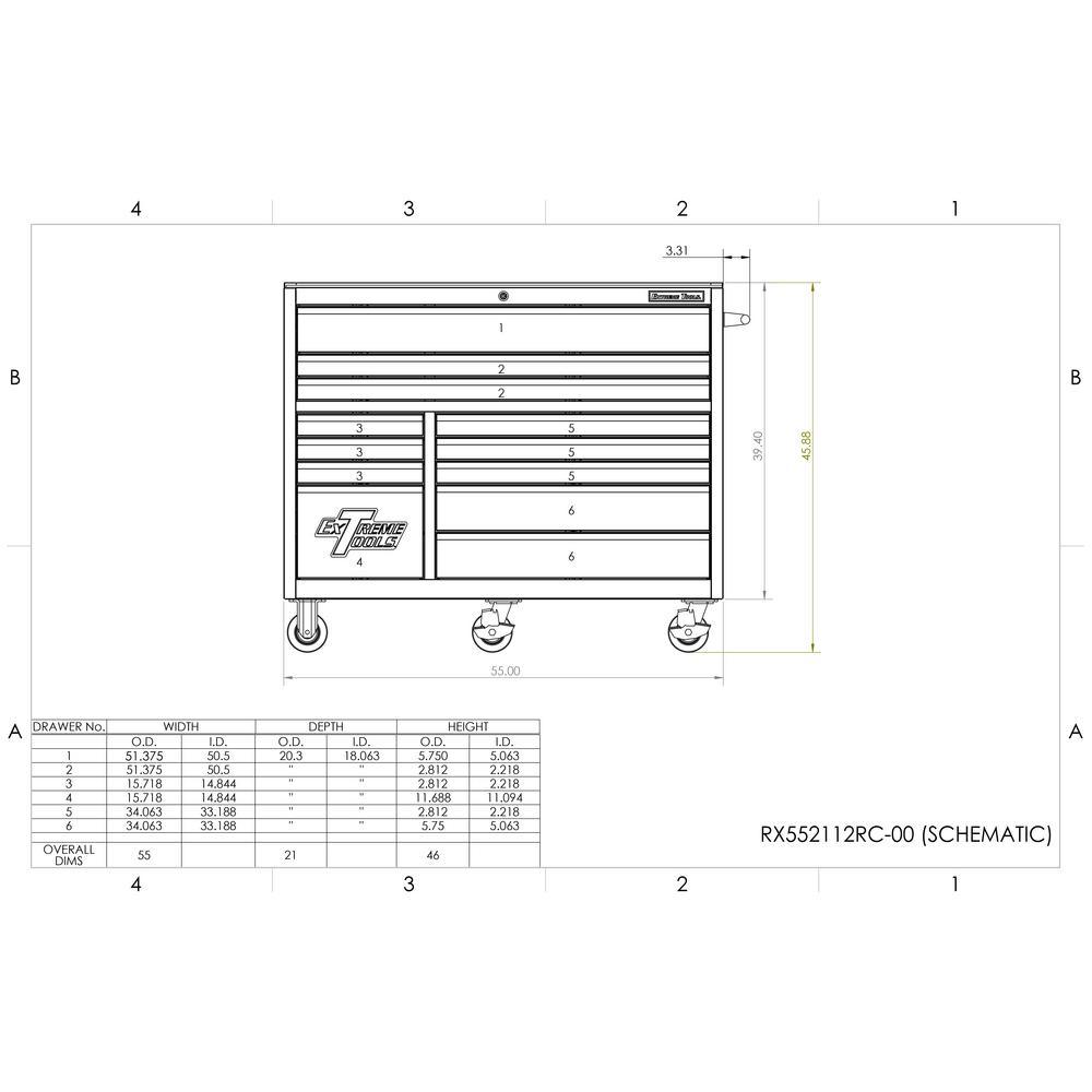 THD Series 55 in. 12-Drawer Roller Cabinet Tool Chest in Blue - Super Arbor