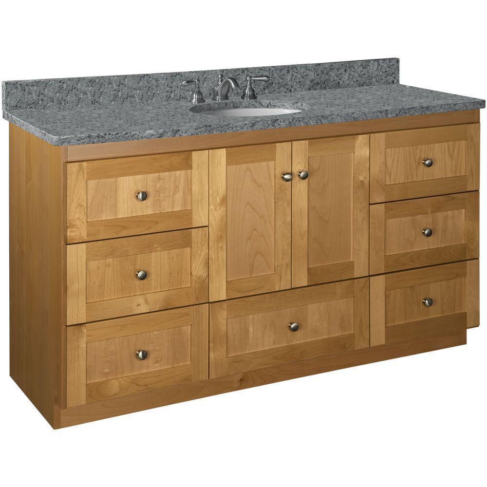 Shaker 42 in. W x 21 in. D x 34.5 in. H Vanity Cabinet Only in Natural Alder - Super Arbor