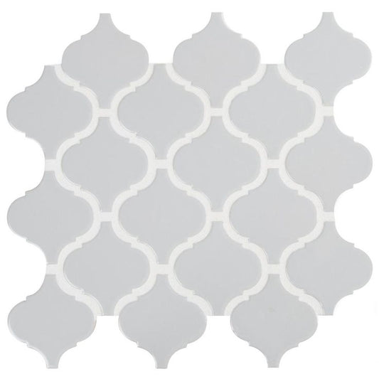 MSI Retro Gray Arabesque 13.19 in. x 11.22 in. x 6mm Glossy Porcelain Mesh-Mounted Mosaic Tile (10.95 sq. ft. / case)