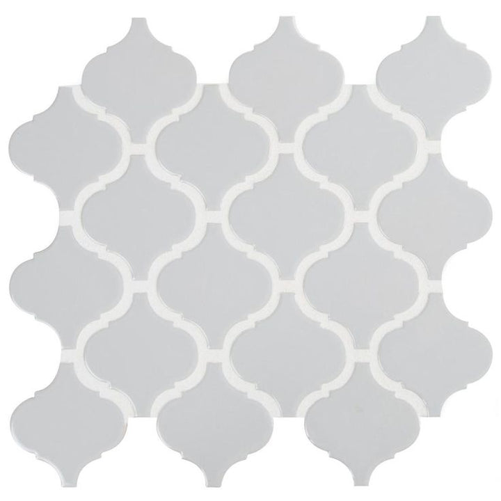 MSI Retro Gray Arabesque 13.19 in. x 11.22 in. x 6mm Glossy Porcelain Mesh-Mounted Mosaic Tile (10.95 sq. ft. / case)