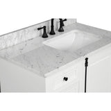 31 in. W x 22 in. D x 1 in. H Bianco Carrara White Marble Vanity Top with White Basin - Super Arbor