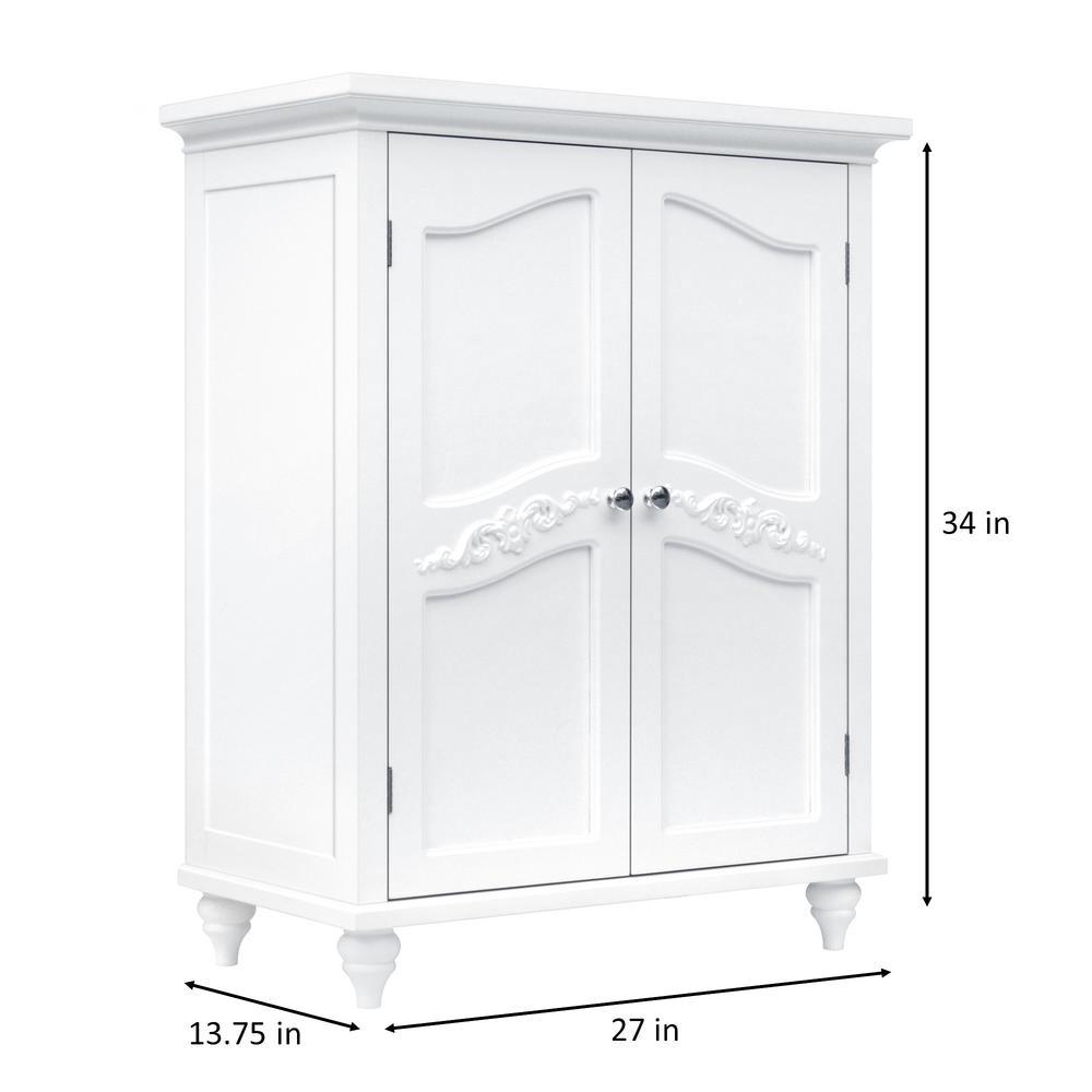 Venice 34 in. H x 27 in. W x 13-3/4 in. D Bathroom Linen Storage Floor Cabinet in White - Super Arbor