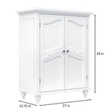 Venice 34 in. H x 27 in. W x 13-3/4 in. D Bathroom Linen Storage Floor Cabinet in White - Super Arbor