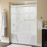 Crestfield 60 in. x 58-1/8 in. Semi-Frameless Traditional Sliding Bathtub Door in Bronze with Transition Glass - Super Arbor