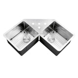 50/50 Undermount 16-Gauge Stainless Steel 44 in. Corner Butterfly Double Bowl Kitchen Sink - Super Arbor