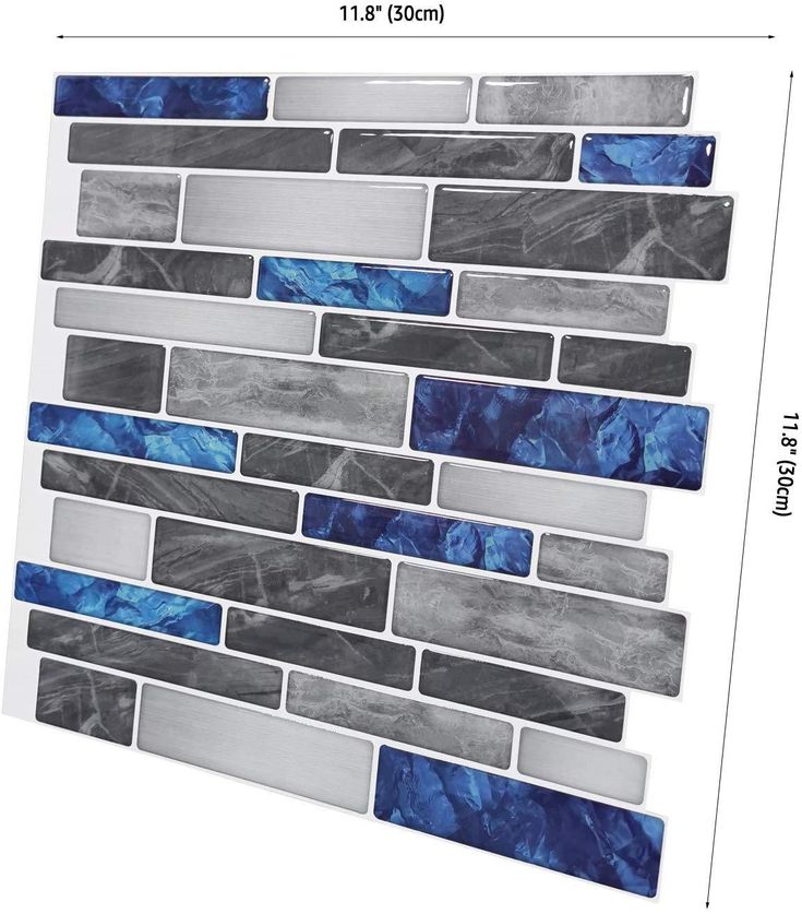 Art3d Marble Blue&Gray 12 in. x 12 in. Peel and Stick Wall Tile Backsplash (10-Pack)