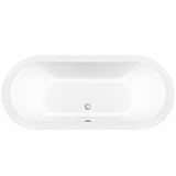70.8 in. Acrylic Pop Up Drain Oval Double Ended Flatbottom Freestanding Bathtub in White - Super Arbor