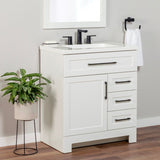 Style Selections Cauley 30-in White Single Sink Bathroom Vanity with White Cultured Marble Top