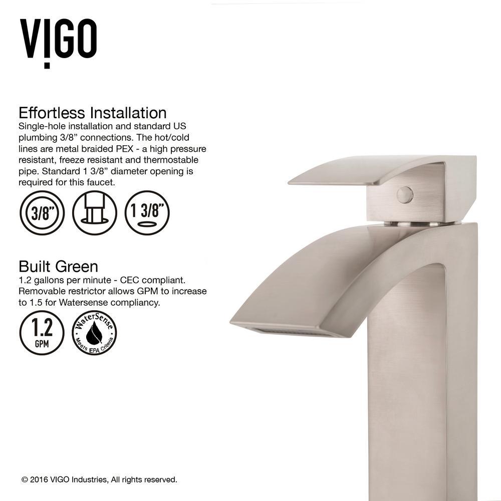 Single Hole Single-Handle Vessel Bathroom Faucet in Brushed Nickel - Super Arbor