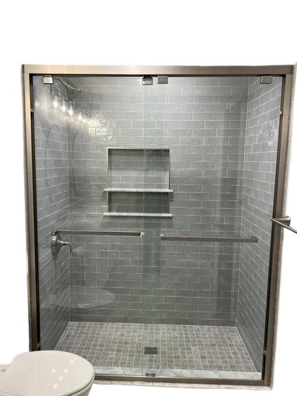 DreamLine Encore 44 to 48 in. W x 76 in. H Semi-Frameless Bypass Shower Door, Brushed Nickel