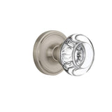 Classic Rosette 2-3/4 in. Backset Unlacquered Brass Privacy Bed/Bath Round Clear Crystal Glass Door Knob - Super Arbor