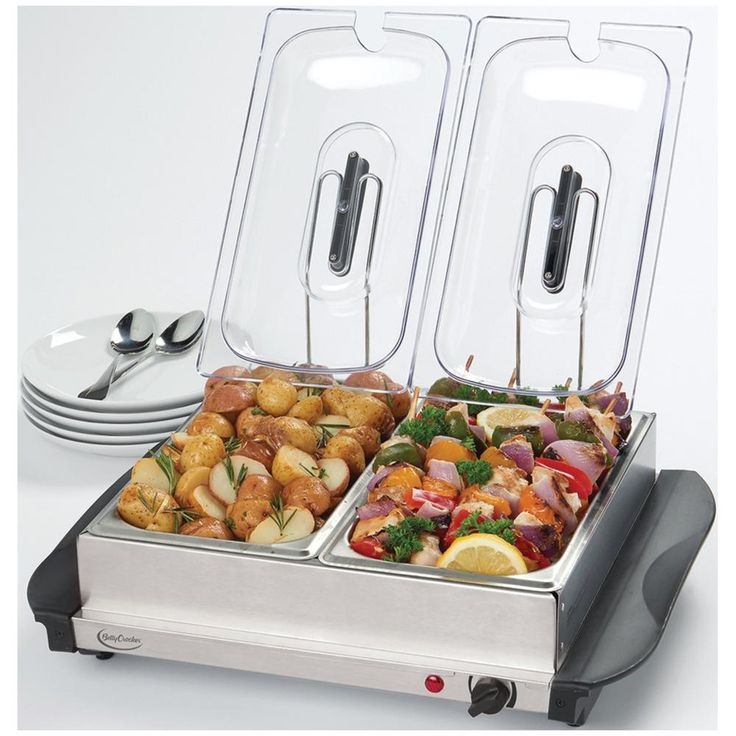 5 Qt. Stainless Steel Buffet Server with Two Warming Crocks