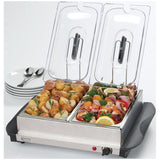 5 Qt. Stainless Steel Buffet Server with Two Warming Crocks