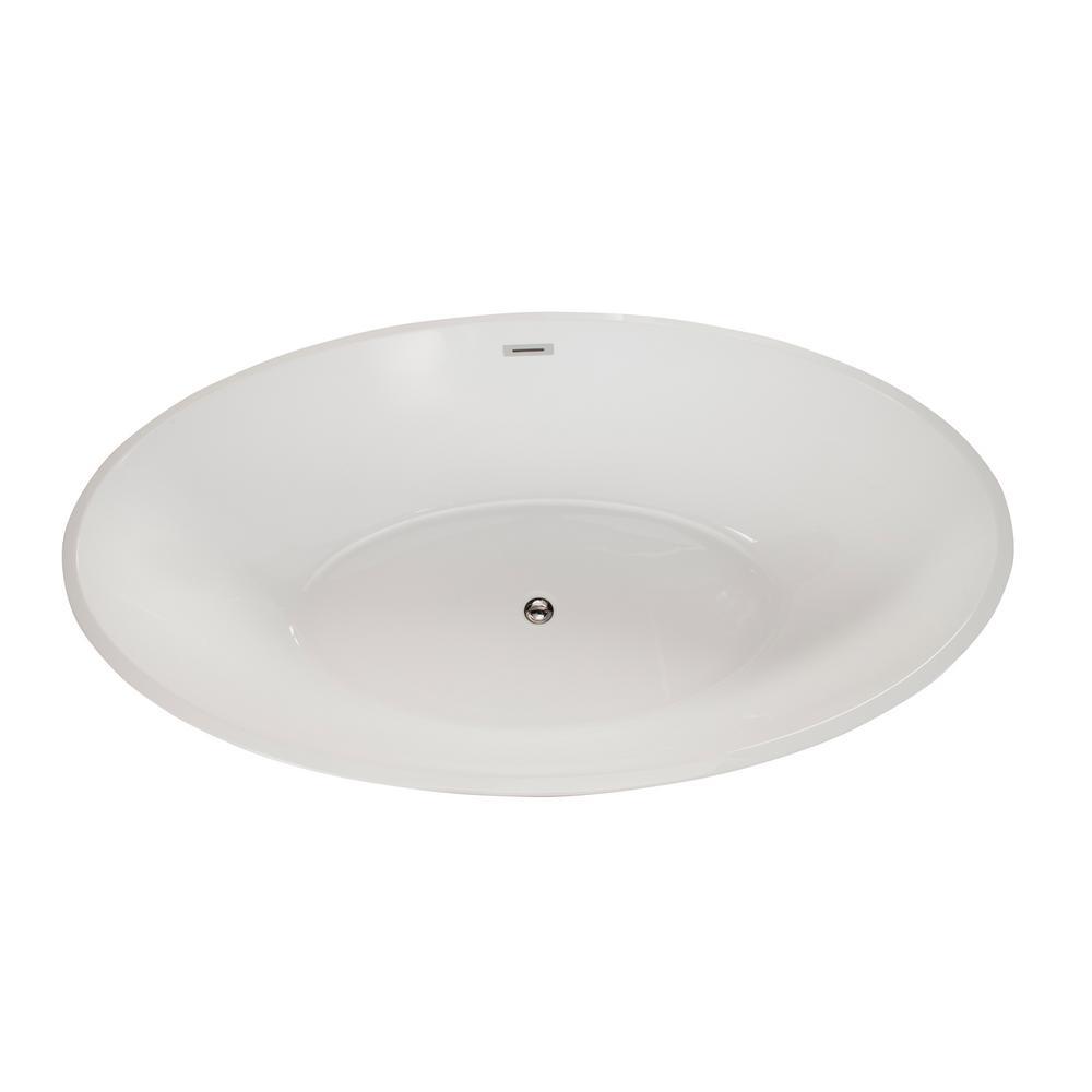 Jolie 55 in. Acrylic Flatbottom Non-Whirlpool Soaking Bathtub in White - Super Arbor