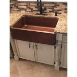 Adams All-in-One Farmhouse Copper 33 in. Single Bowl Kitchen Sink with Pfister Rustic Bronze Faucet and Disposal Drain