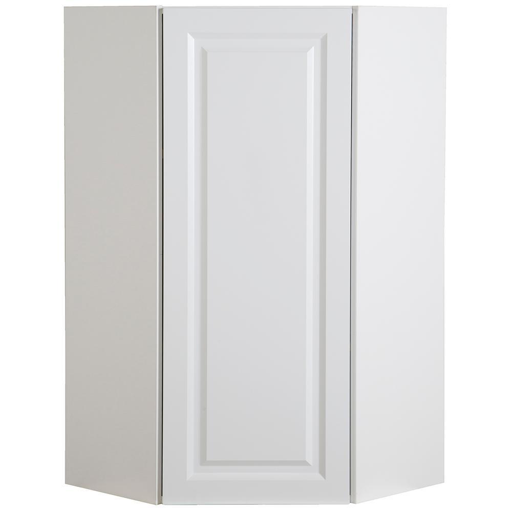 Benton Assembled 23.6x30x23.6 in. Corner Wall Cabinet in White - Super Arbor