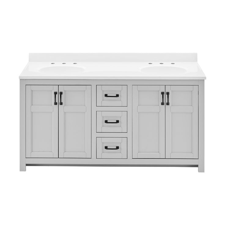 Style Selections Lowry 61-in Light Gray Double Sink Bathroom Vanity with White Acrylic Top