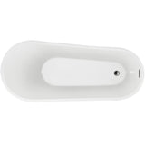 59 in. Acrylic Oval Slipper Flatbottom Freestanding Bathtub in Glossy White - Super Arbor