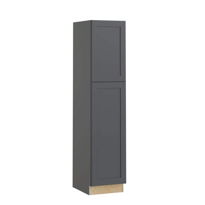 Home Decorators Collection Newport 18 in. W x 24 in. D x 84 in. H Assembled Plywood Pantry Kitchen Cabinet in Deep Onyx with Soft Close RH